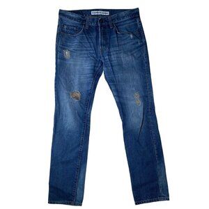 Express Rocco Jeans Mens‎ 31/32 (33/31) Slim Fit Skinny Leg Dark Wash Distressed